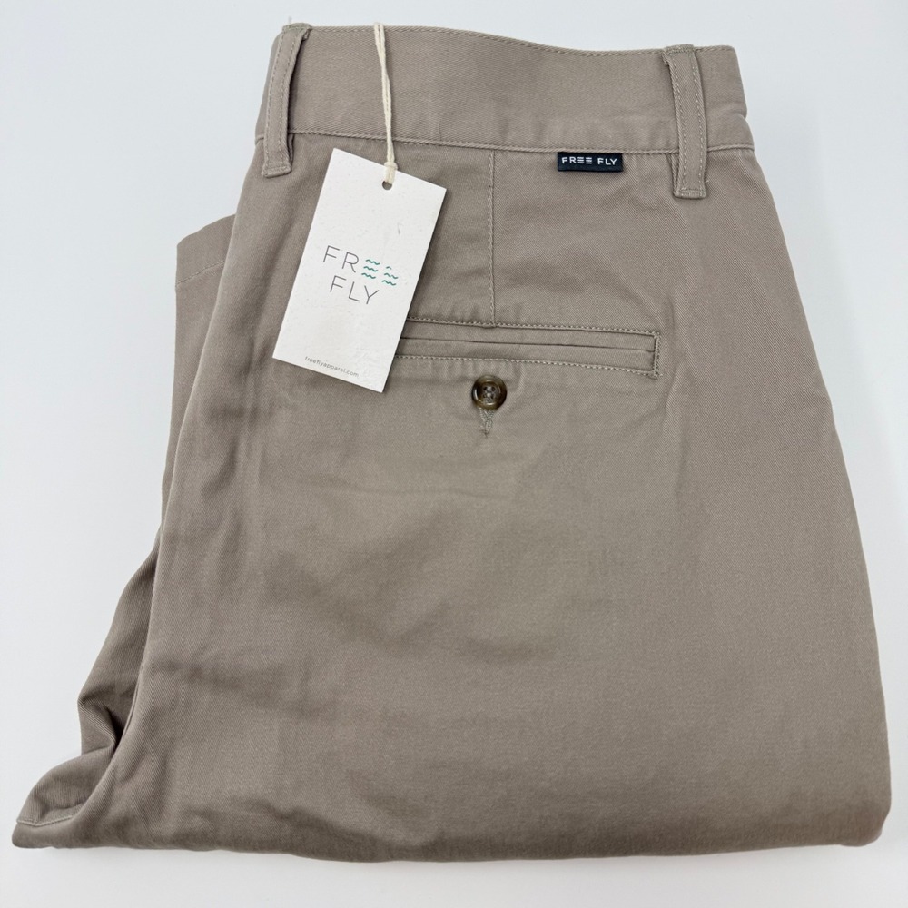 FREE FLY Mens Anchor Chino Pant Vintage Khaki 32x32 Comfort‎ Adventure NEW